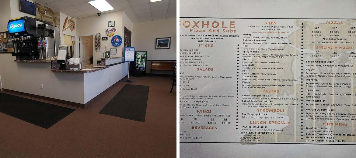Foxhole Pizza and Subs Menu