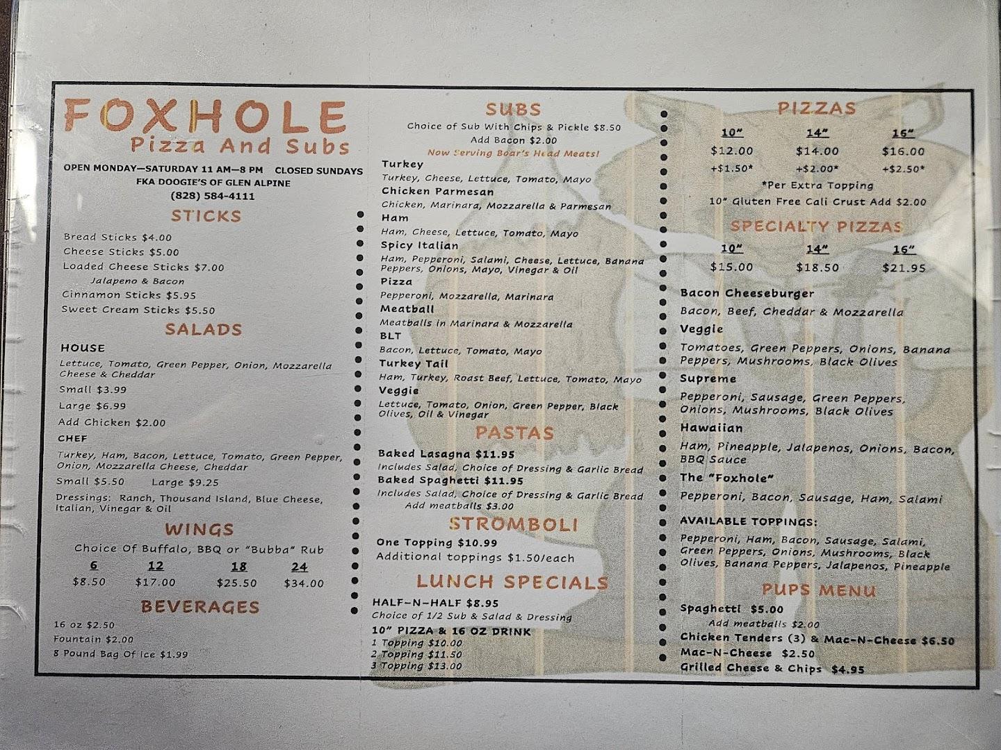 Foxhole Pizza and Subs
